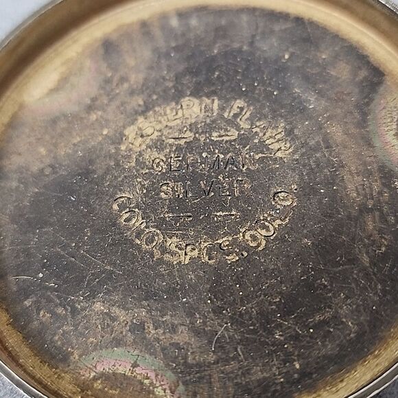 Vintage German Silver Western Flair Snuff Dip Tobacco Lid - Picture 2 of 2